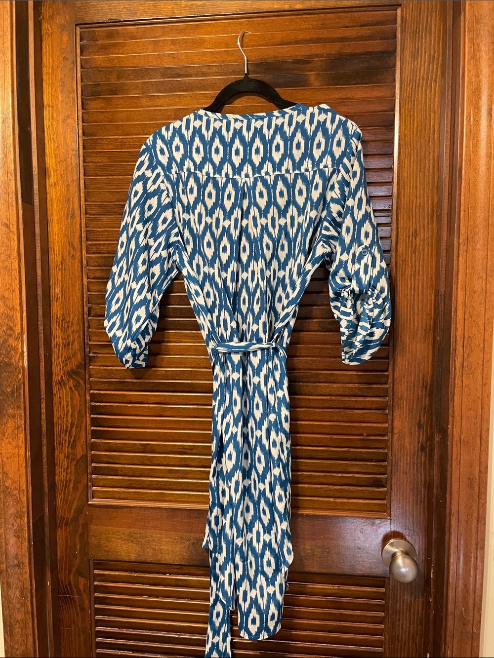 Anthropologie Maeve Blue Ikat Print Shirt Dress - Picture 6 of 6